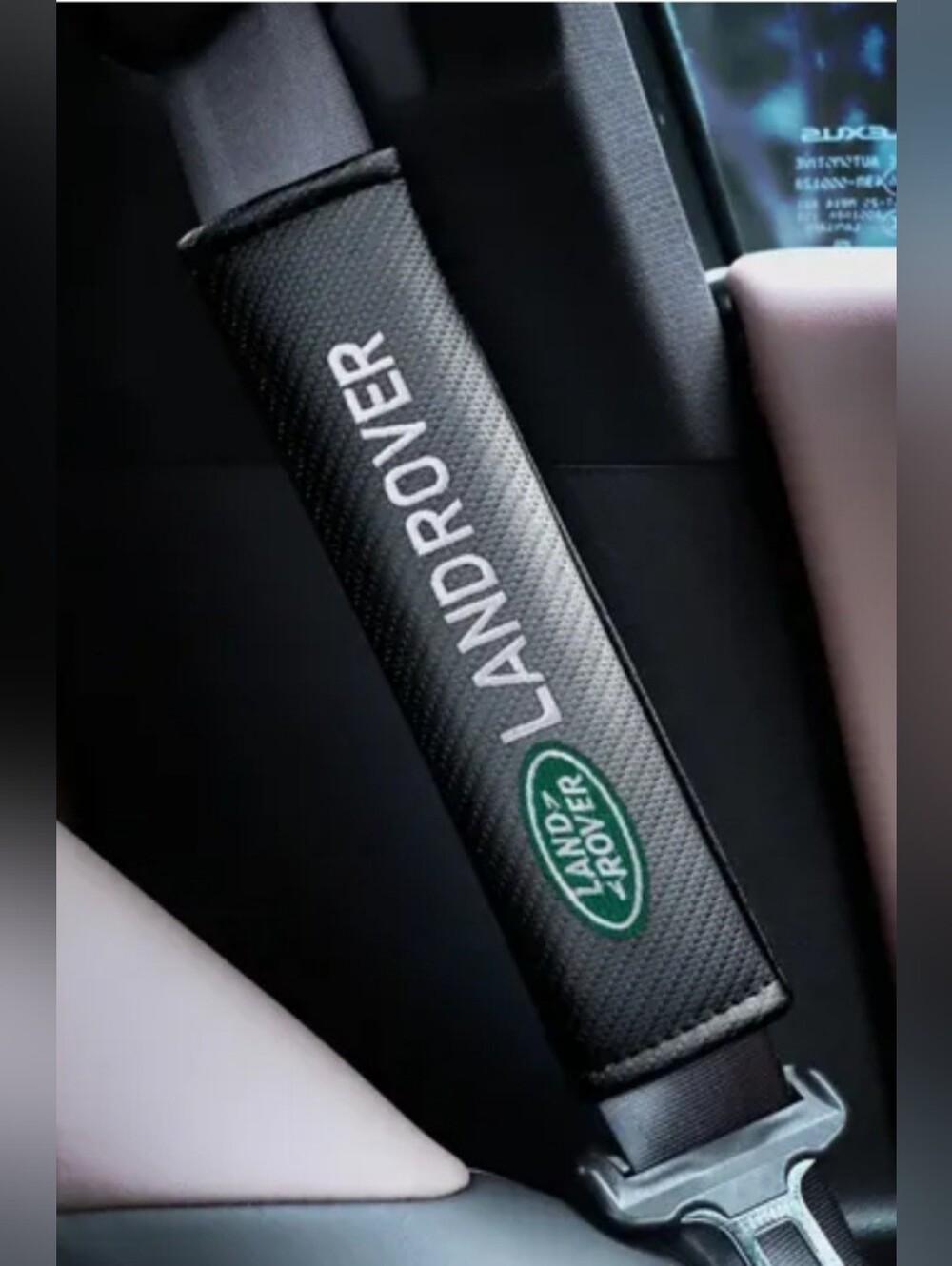 Two new Land Rover Carbon Seat belt shoulder pads Covers Universal Fit